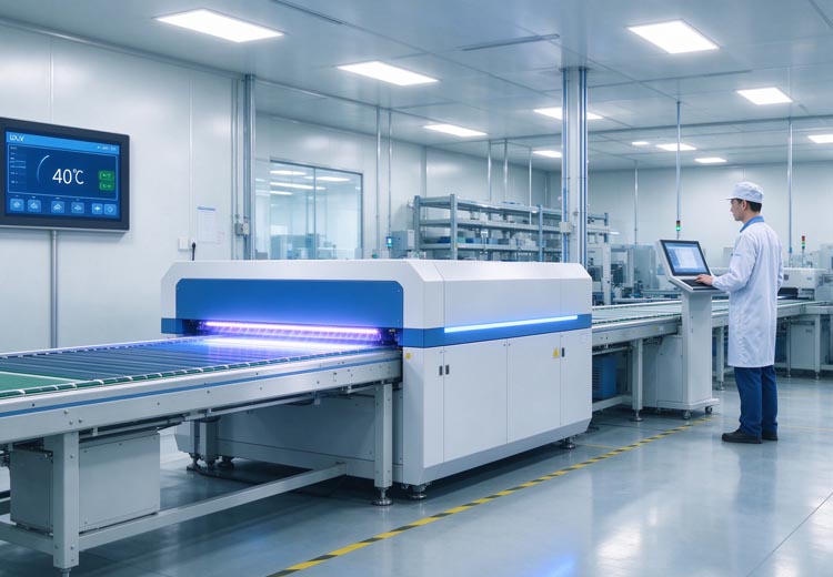 Stable temperature factory production environment, energy-saving LED UV curing system